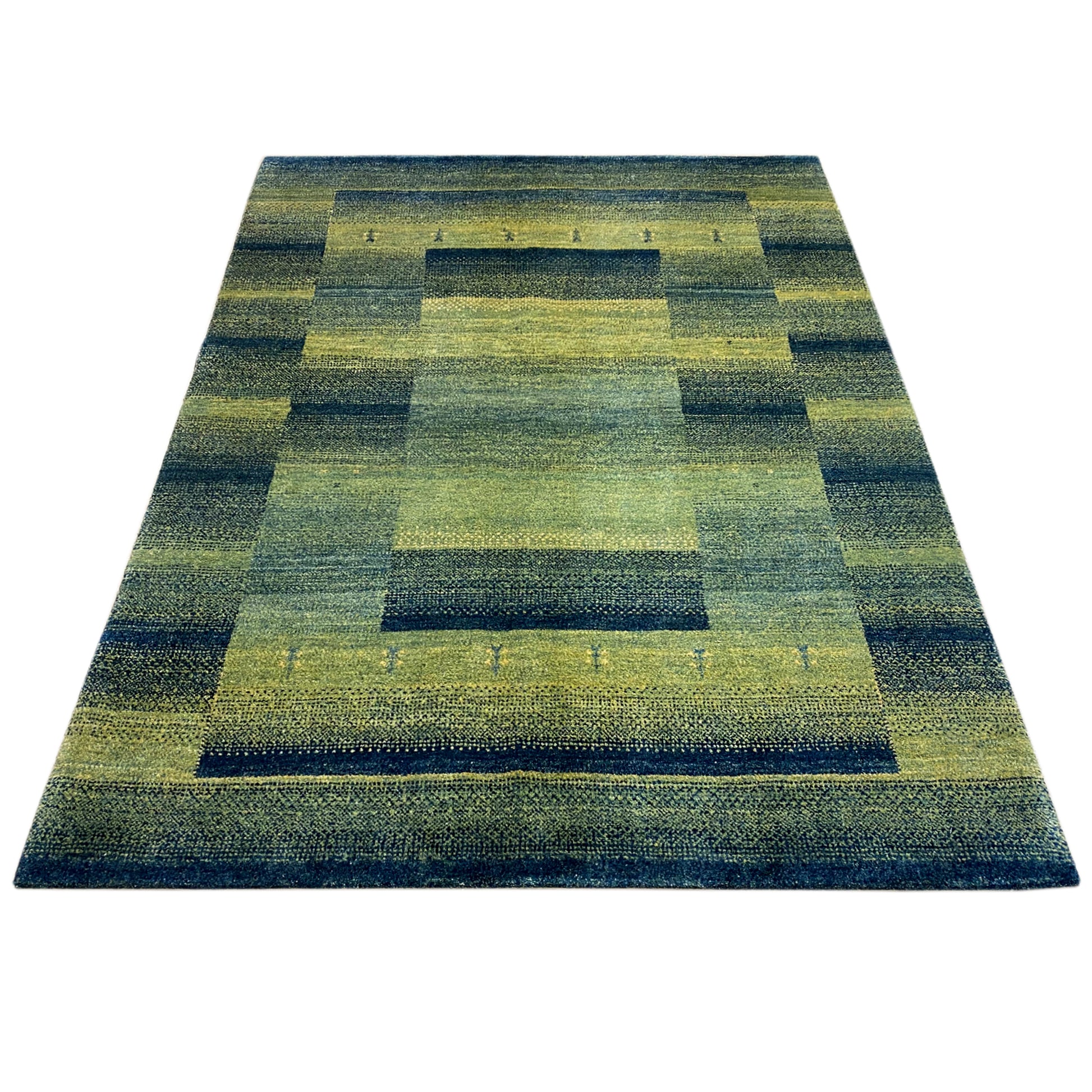 Gabbeh Teppich Grün/Grün 201x146 cm - German Carpet Shop