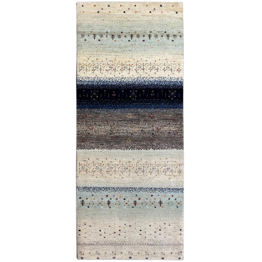 Blauer Gabbeh Teppich Läufer 195x80 cm - German Carpet Shop