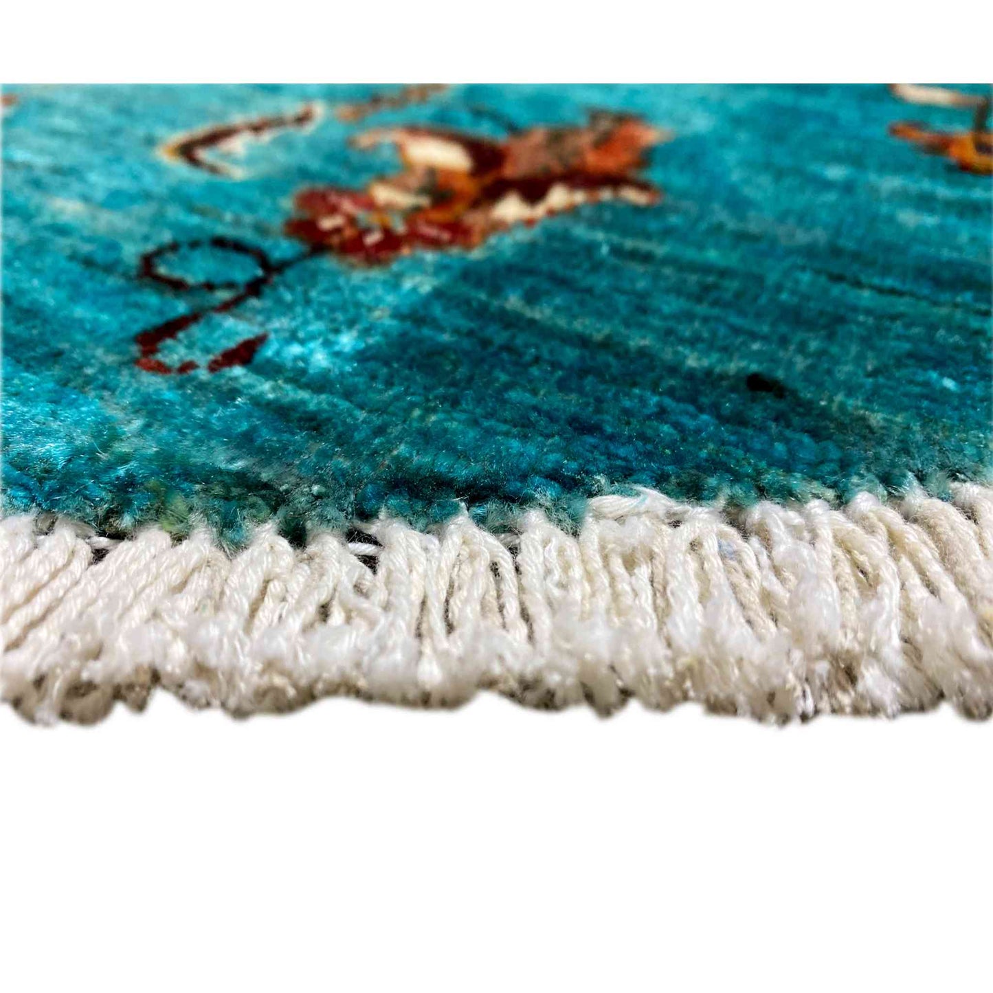 Khorjin-Teppich in Türkis und Rot, 173x172 cm - German Carpet Shop