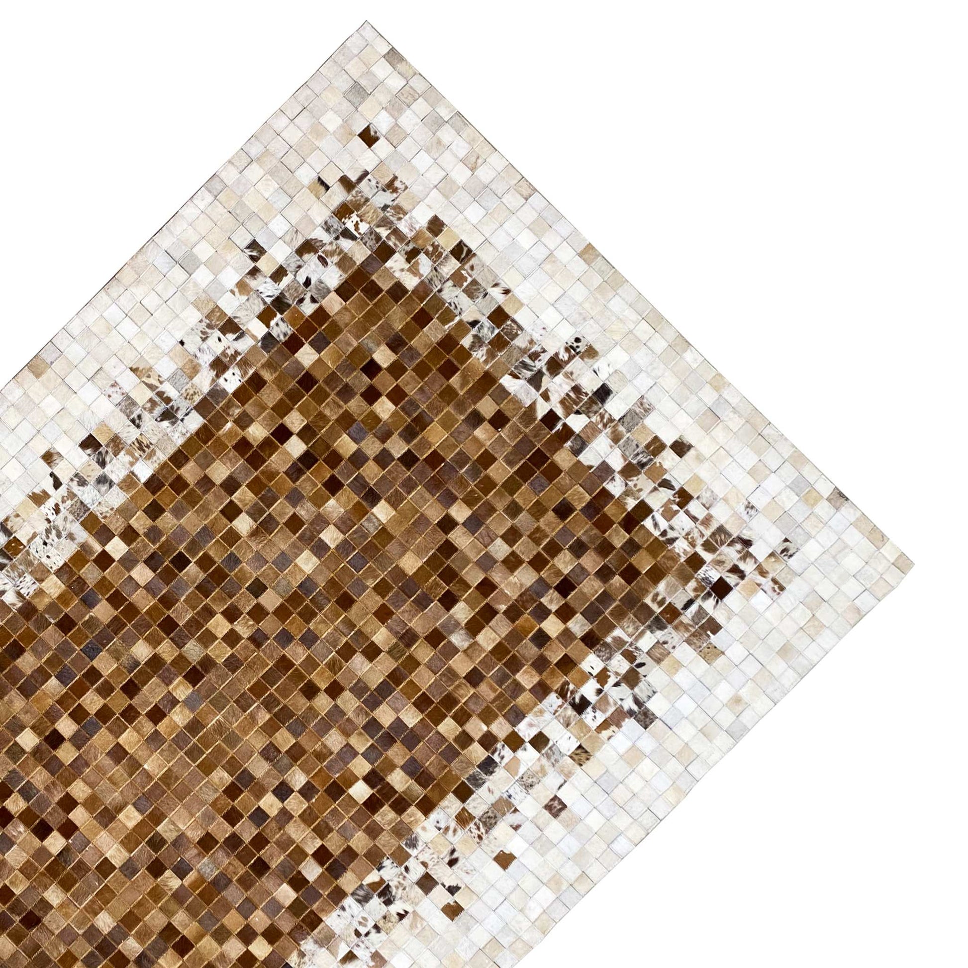 Kalbsleder Teppich 232x161 cm - Braunes Mosaik - German Carpet Shop