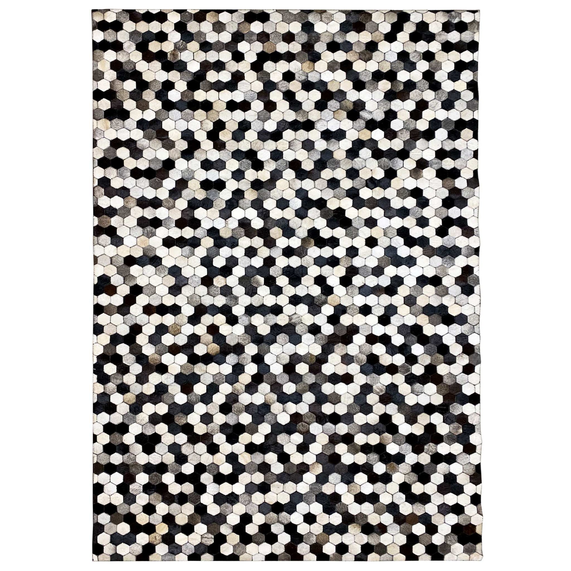 Hexagonaler Kalbsleder Teppich 243x156 cm - German Carpet Shop