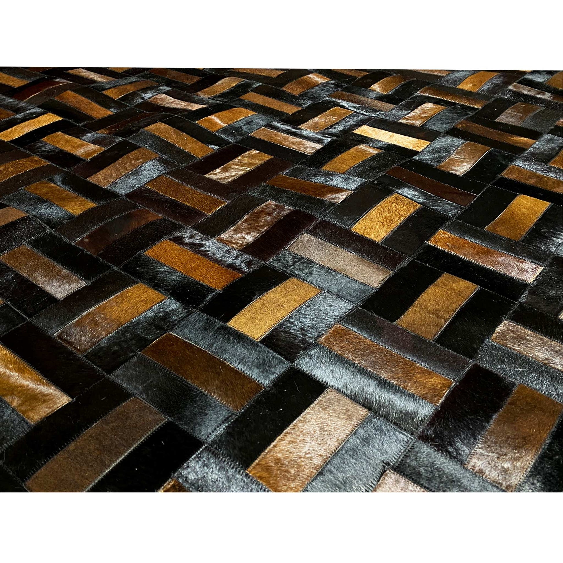 Handgefertigter Kalbsleder-Teppich – 249x160 cm – Modernes Geometrisches Muster - German Carpet Shop