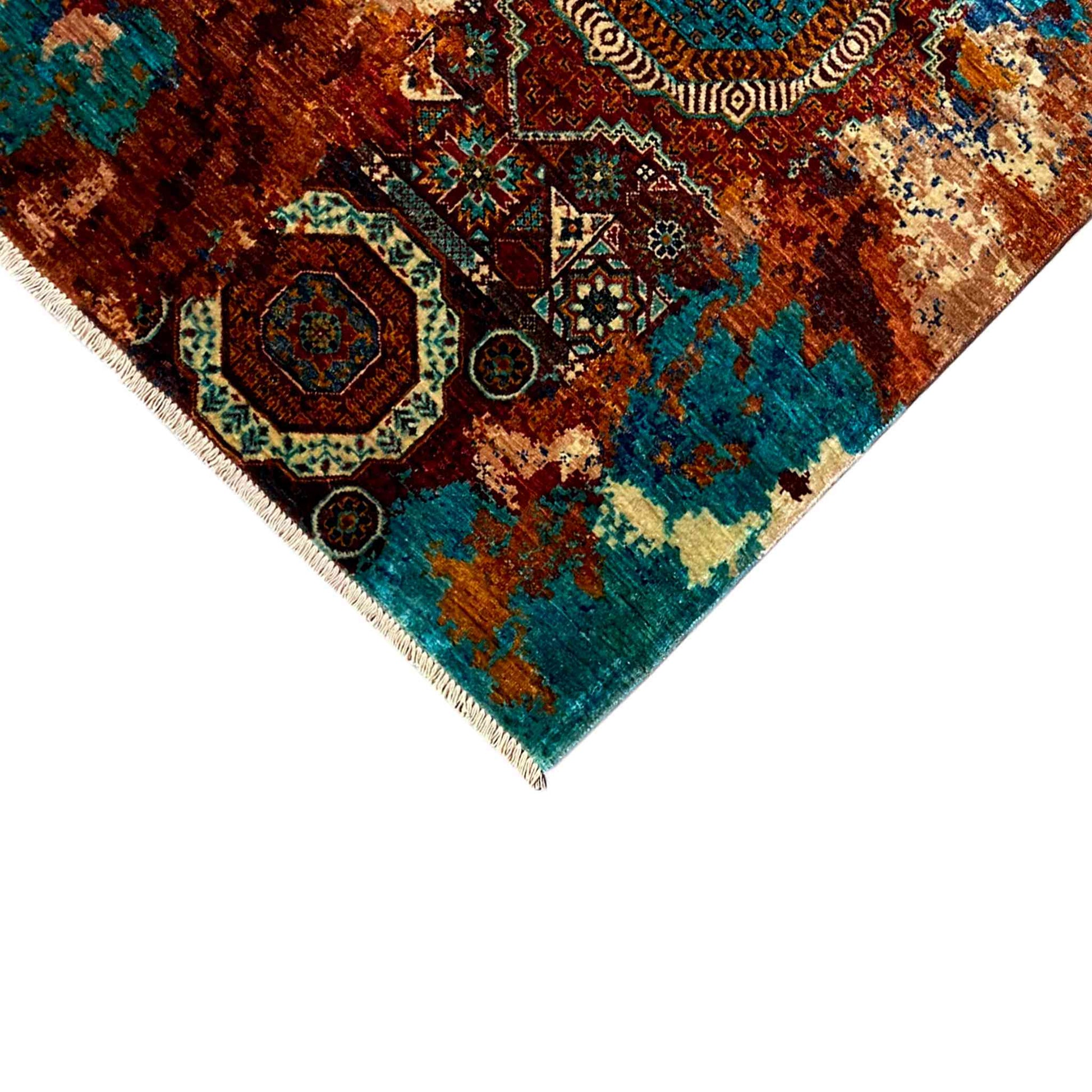 Mamluk Teppich, Türkis/Mehrfarbig, 159x103 cm - German Carpet Shop