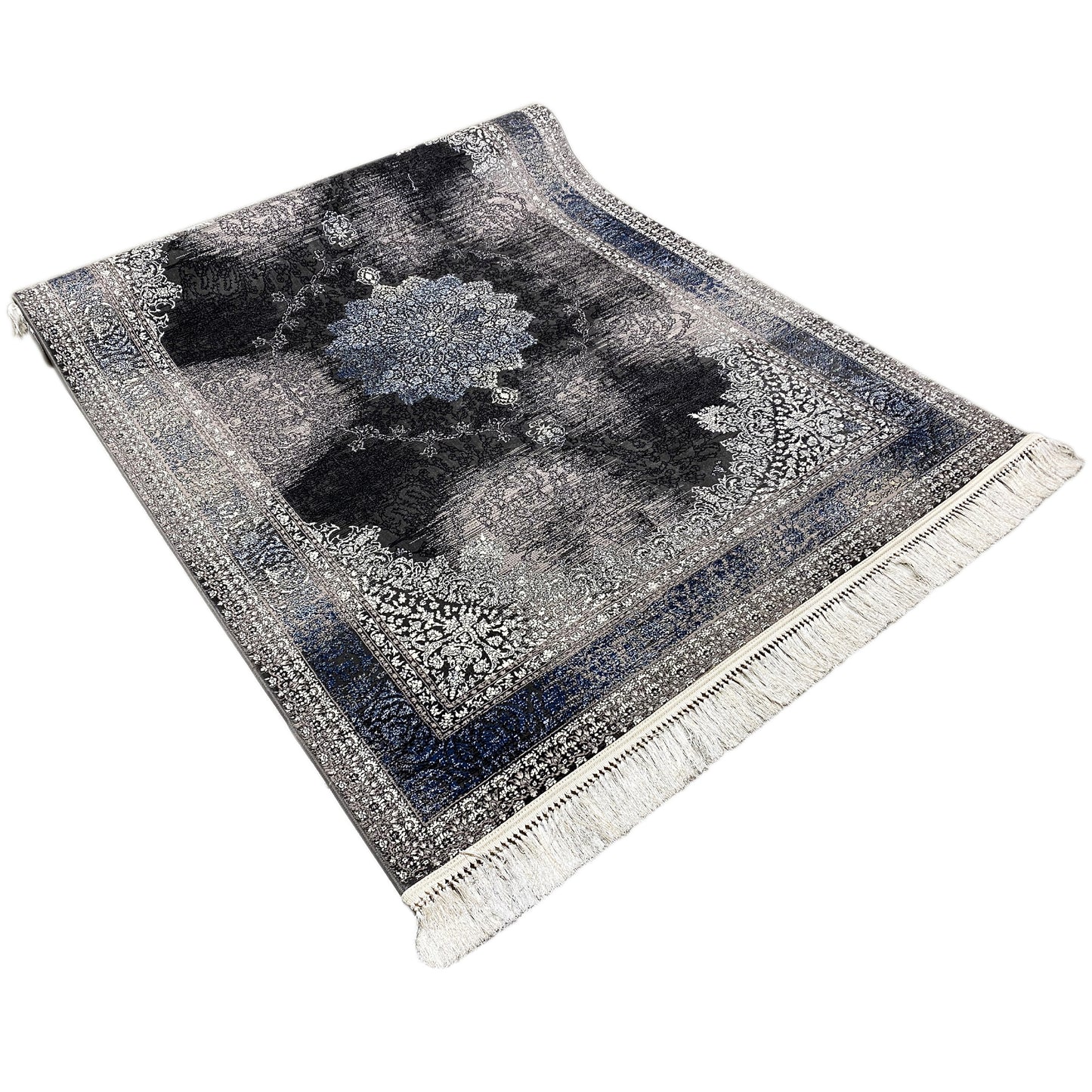 Esszimmer Teppich Amsterdam Polypropylen Schwarz Blau 160x230