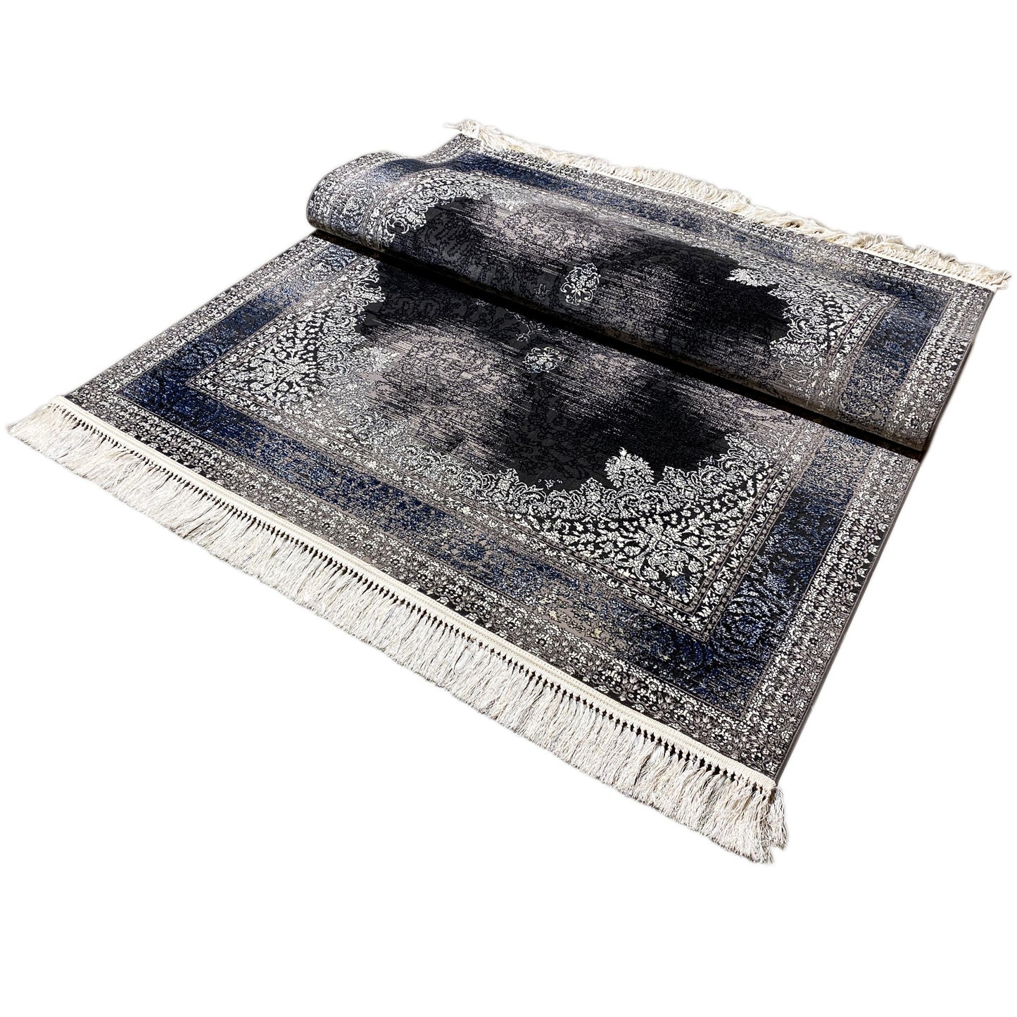 Strapazierfähiger Teppich Amsterdam Polypropylen Schwarz Blau 160x230