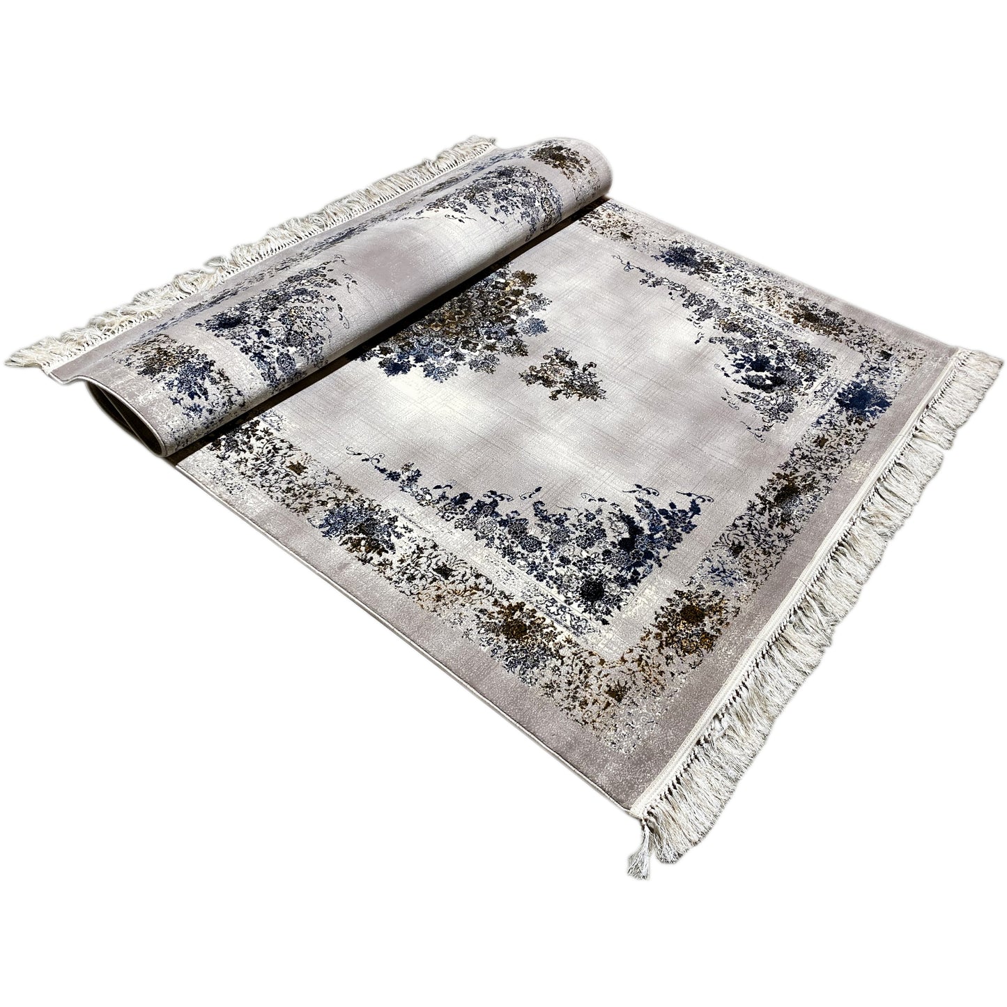Teppich maschinell gewebt Blau Braun Medaillon 160x230 Schlafzimmer