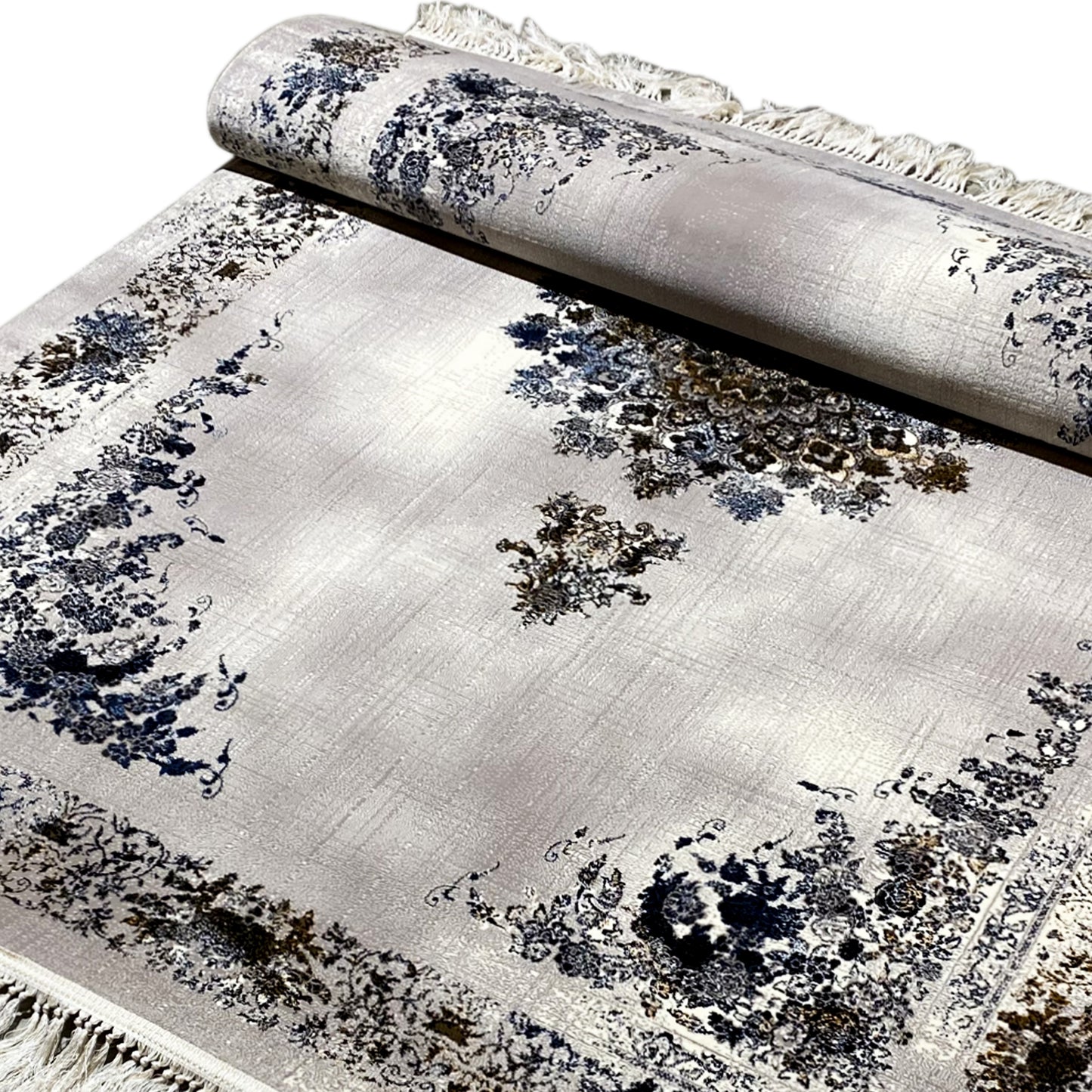 Florales Muster Teppich Blau Braun 160x230 maschinell gewebt