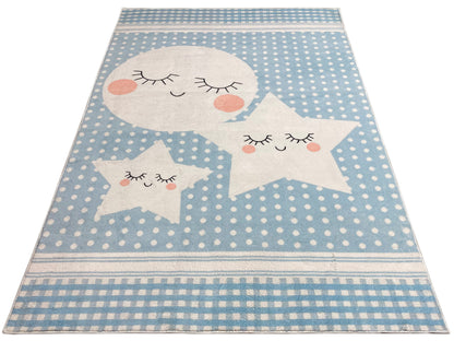 子供用ラグ「スターズワールド」、ブルー、140x200 cm