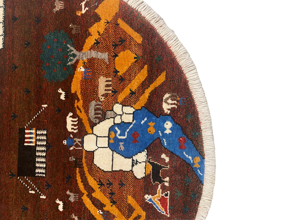 ギャッベ ラグ 茶色 107x107 cm