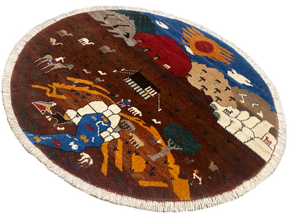 ギャッベ ラグ 茶色 107x107 cm