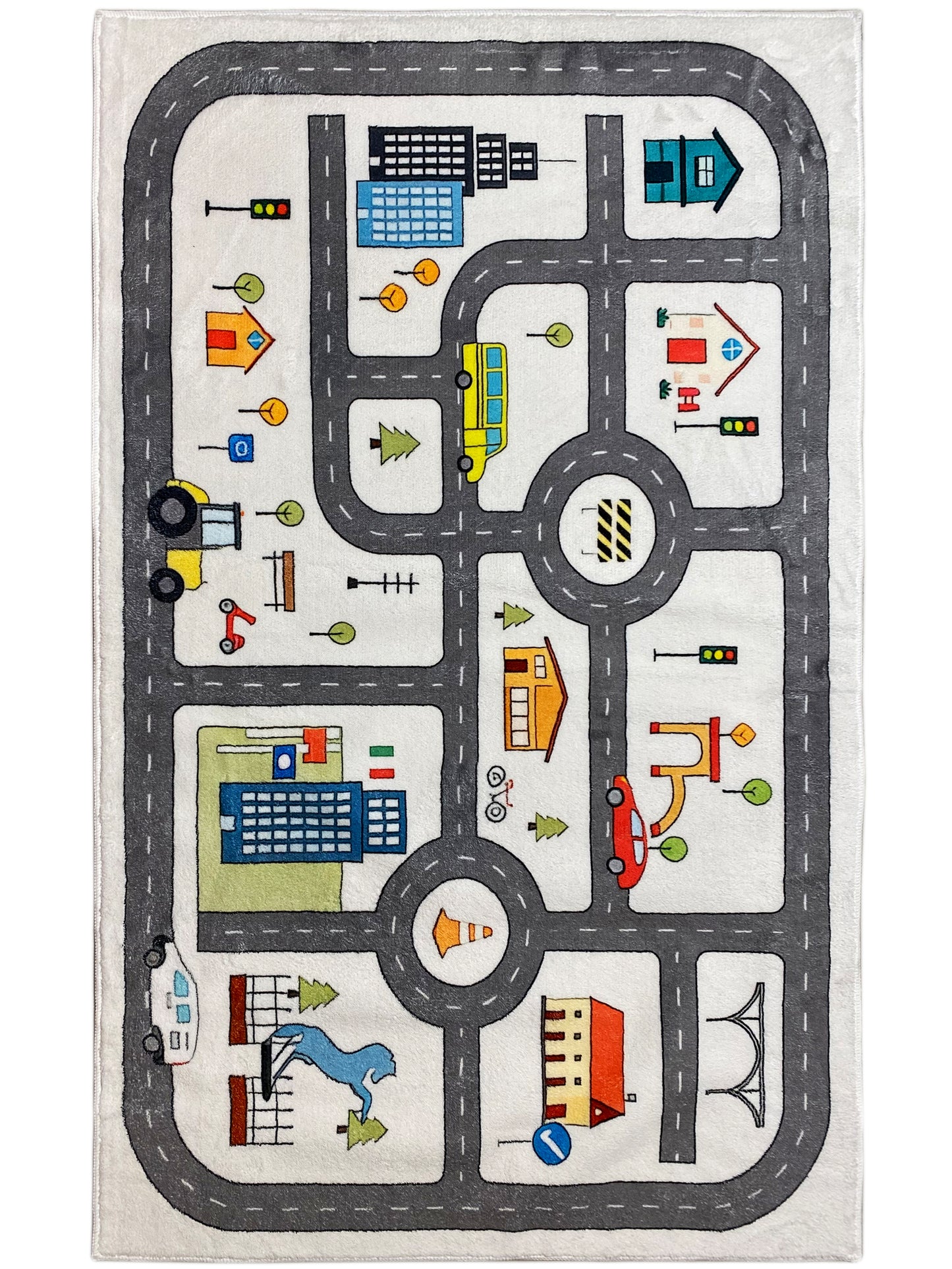 子供用ラグ「ストリート」、ベージュ、90 × 160 cm