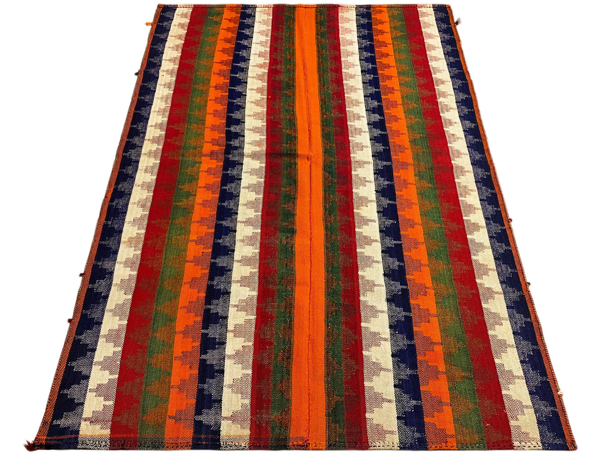 Esszimmer Jajim Teppich in Multicolor mit traditionellem Streifenmuster