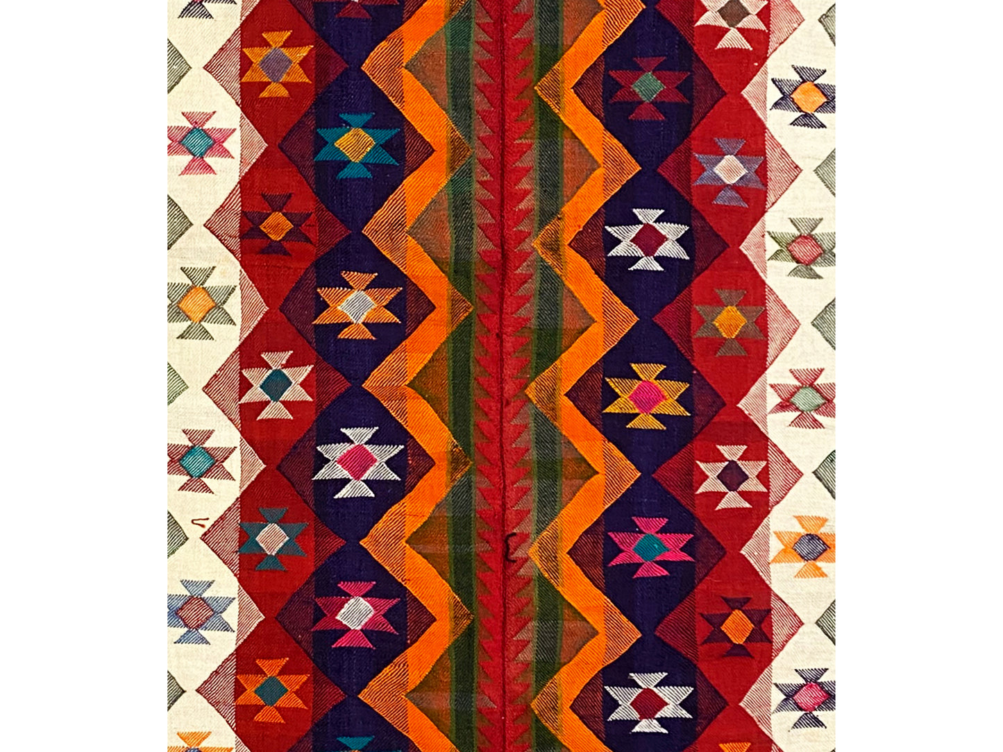 Esszimmer Jajim Teppich handgefertigt im farbstarken Boho-Look