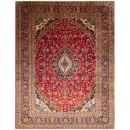 Orientteppich mit rotem Mittelmedaillon und braunem Ornamentbordüre, rechteckig