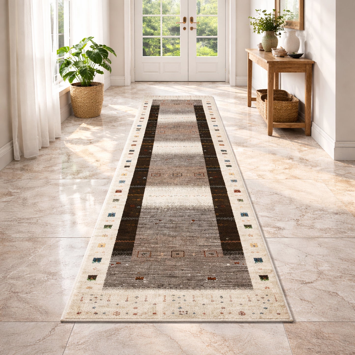 Wohnzimmer Gabbeh Läufer 498x82 cm aus pflanzengefärbter Wolle