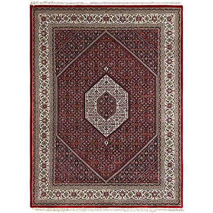 Handgeknüpfter Bidjar Teppich aus Wolle rot creme 244x173 cm