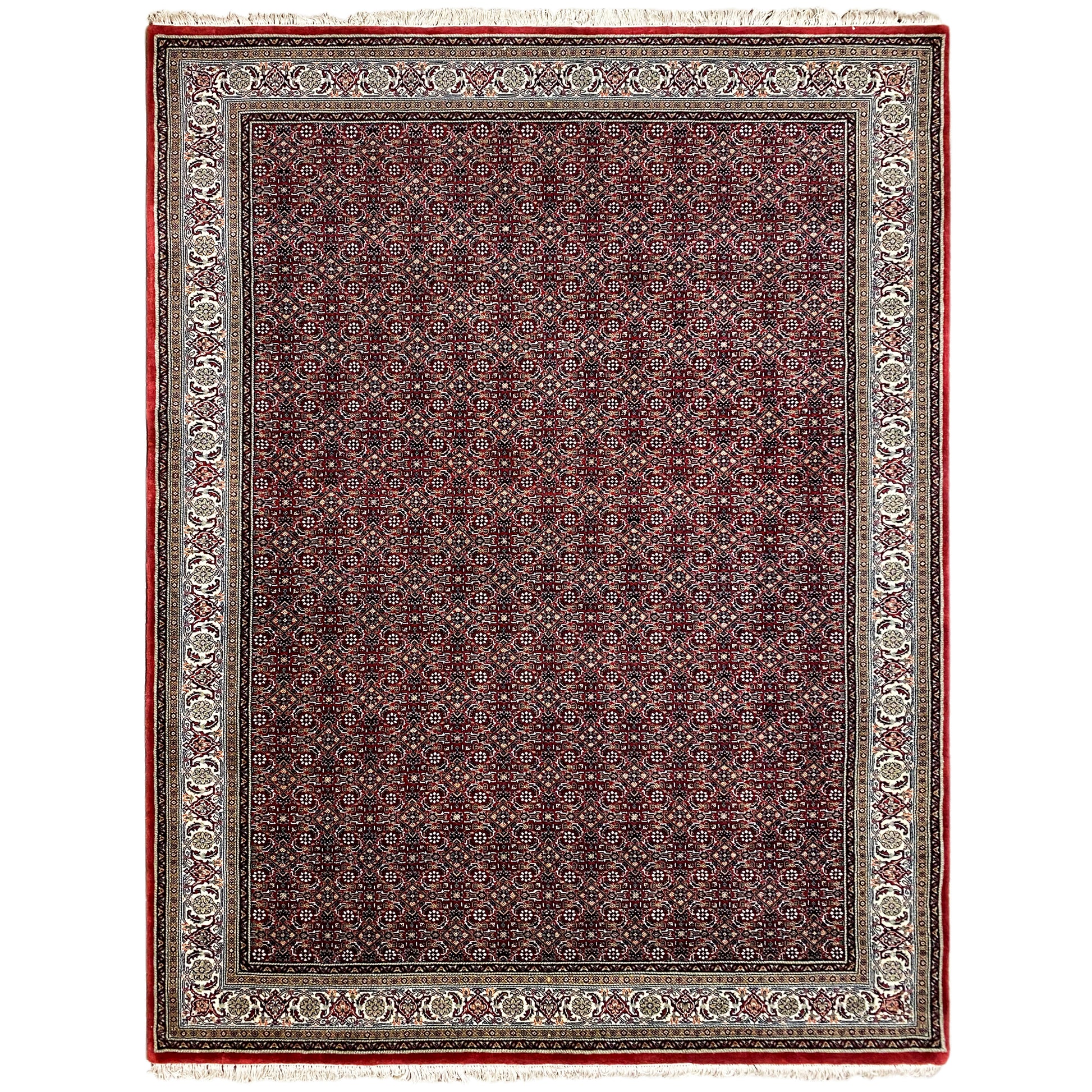 Roter Teppich im Perser-Stil 244x177 cm mit feinem geometrischem Muster