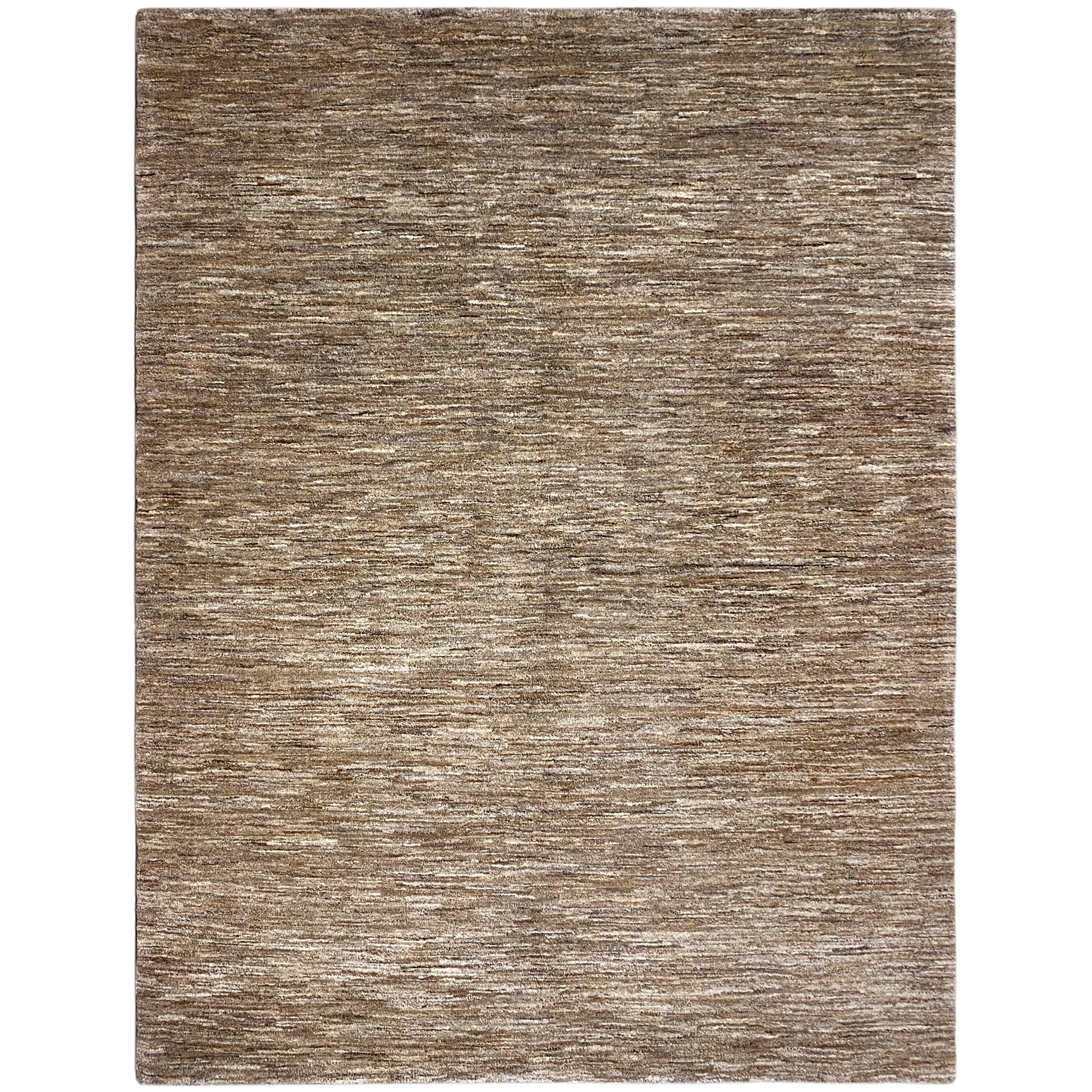 Brauner Gabbeh Wollteppich mit dezent meliertem Uni Muster