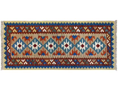 Vintage Kelim Läufer für Flur aus 100% Naturwolle handgewebt