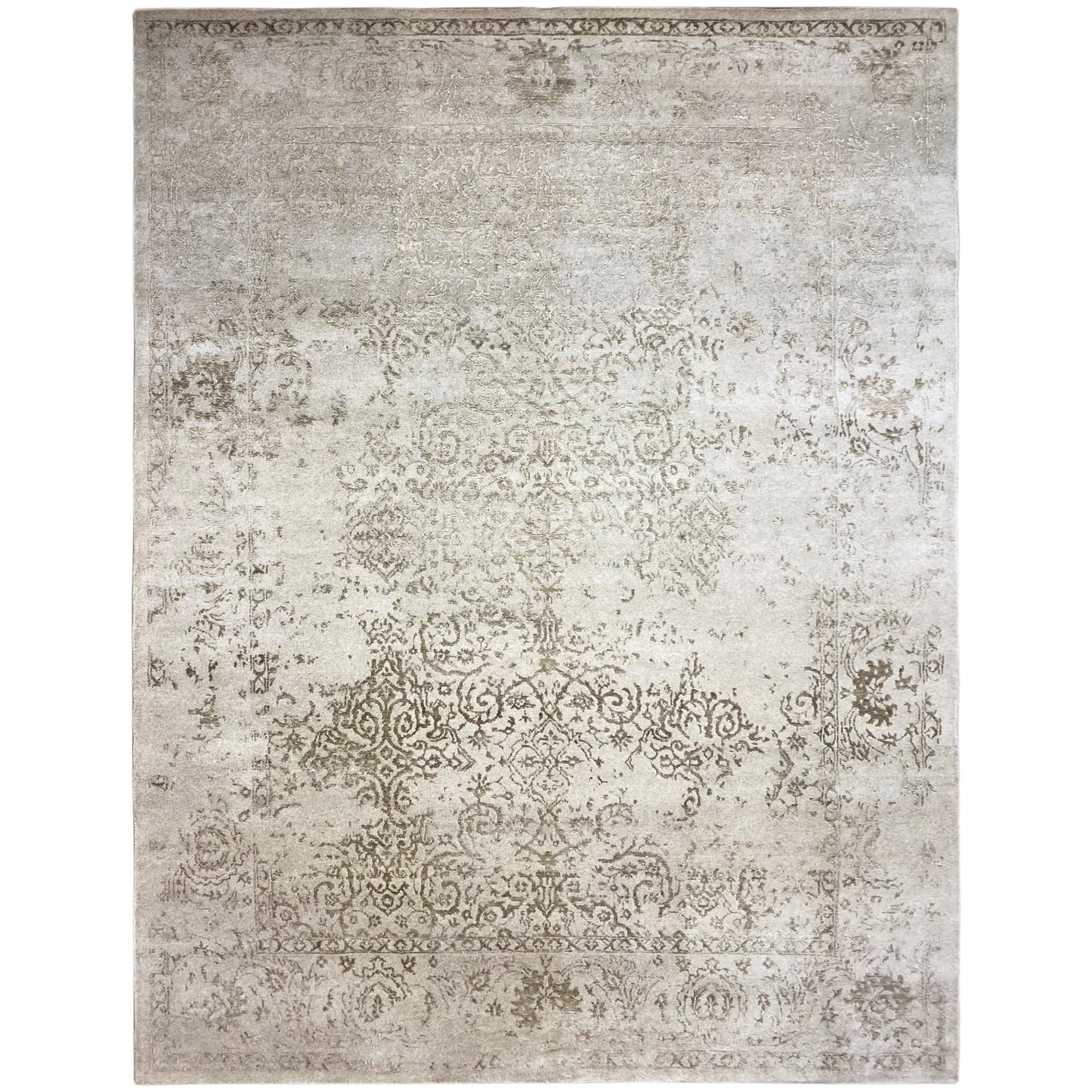 Handgeknüpfter Designer Teppich in Beige mit Vintage Muster