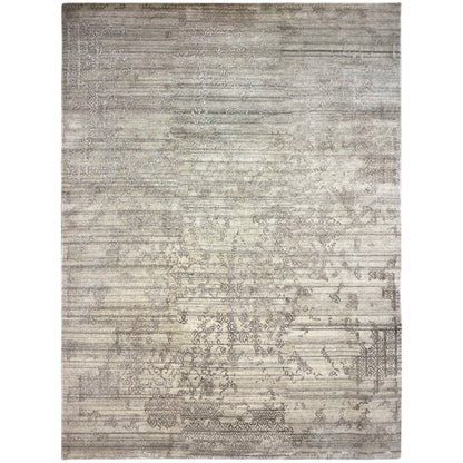 Handgeknüpfter Designer Teppich in Grau und Naturtönen mit abstraktem Muster