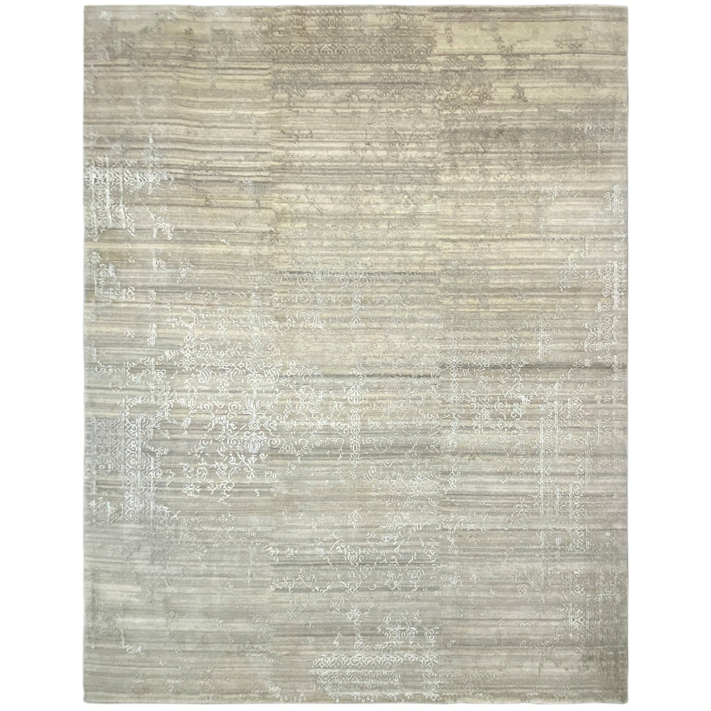 Handgeknüpfter Designer Teppich in Beige und Naturtönen mit abstraktem Muster