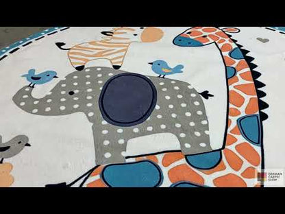 円形子ども用ラグ 動物、120 cm