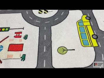 子ども用ラグ「道路」、グレー、160x230 cm