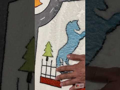 子ども用ラグ「道路」、グレー、140x200 cm