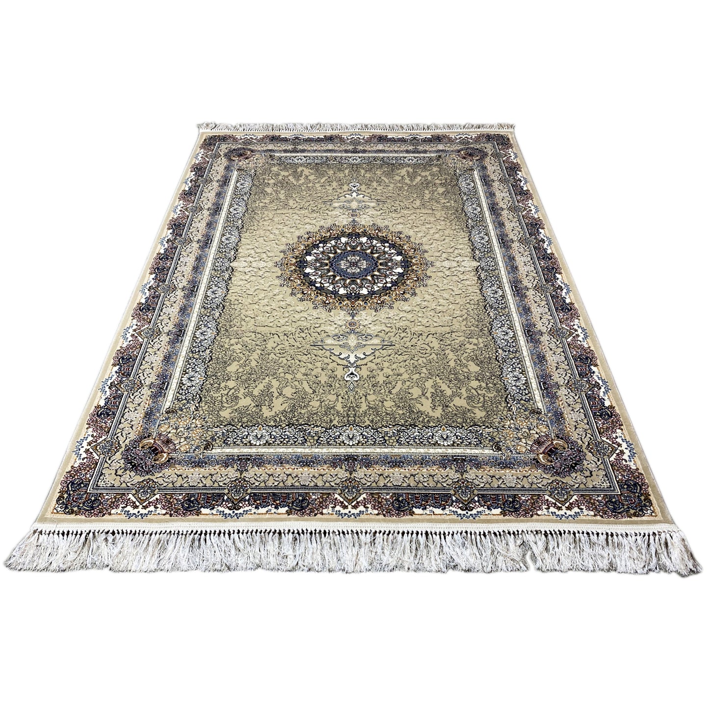 Kurzflor Teppich 160x230 cm Polypropylen pflegeleicht in Beige-Blau Stuttgart