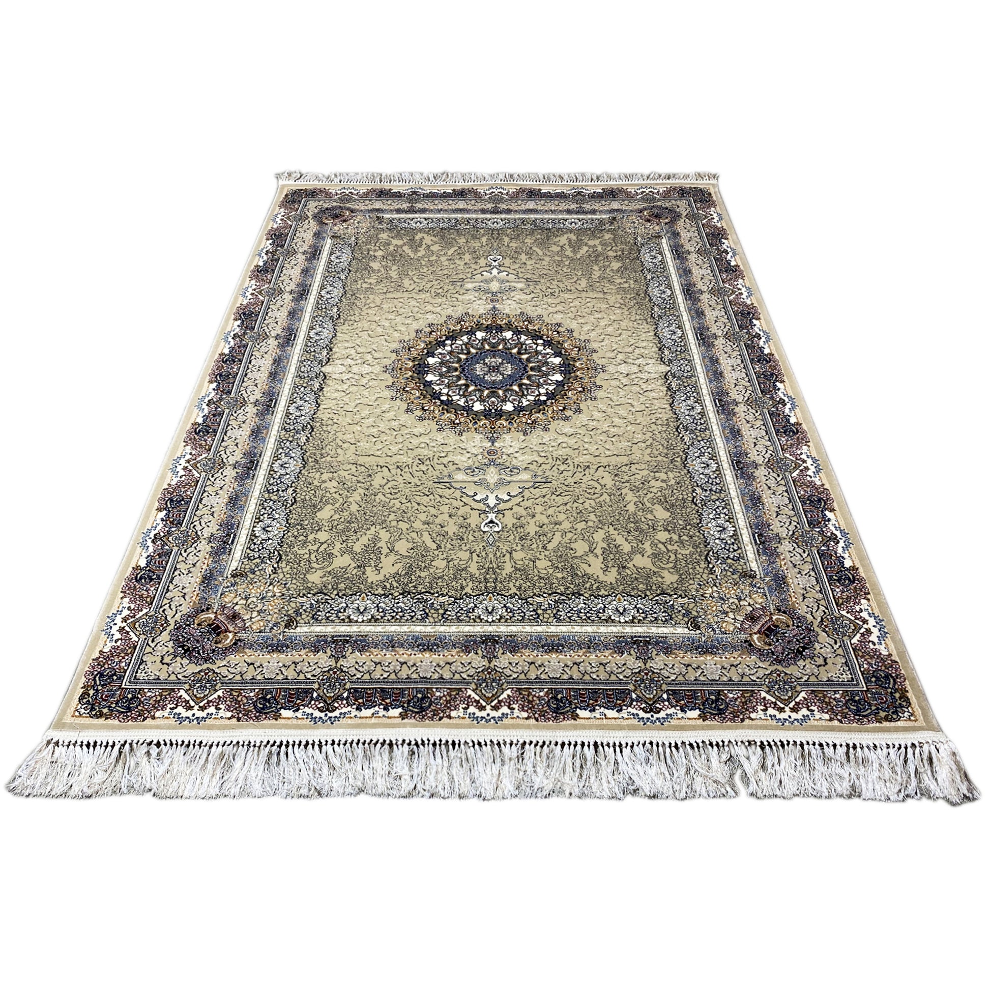 Kurzflor Teppich 160x230 cm Polypropylen pflegeleicht in Beige-Blau Stuttgart