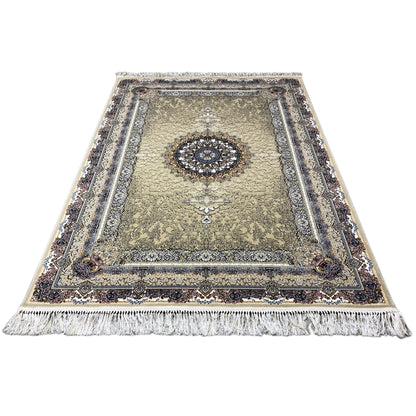 Kurzflor Teppich 160x230 cm Polypropylen pflegeleicht in Beige-Blau Stuttgart
