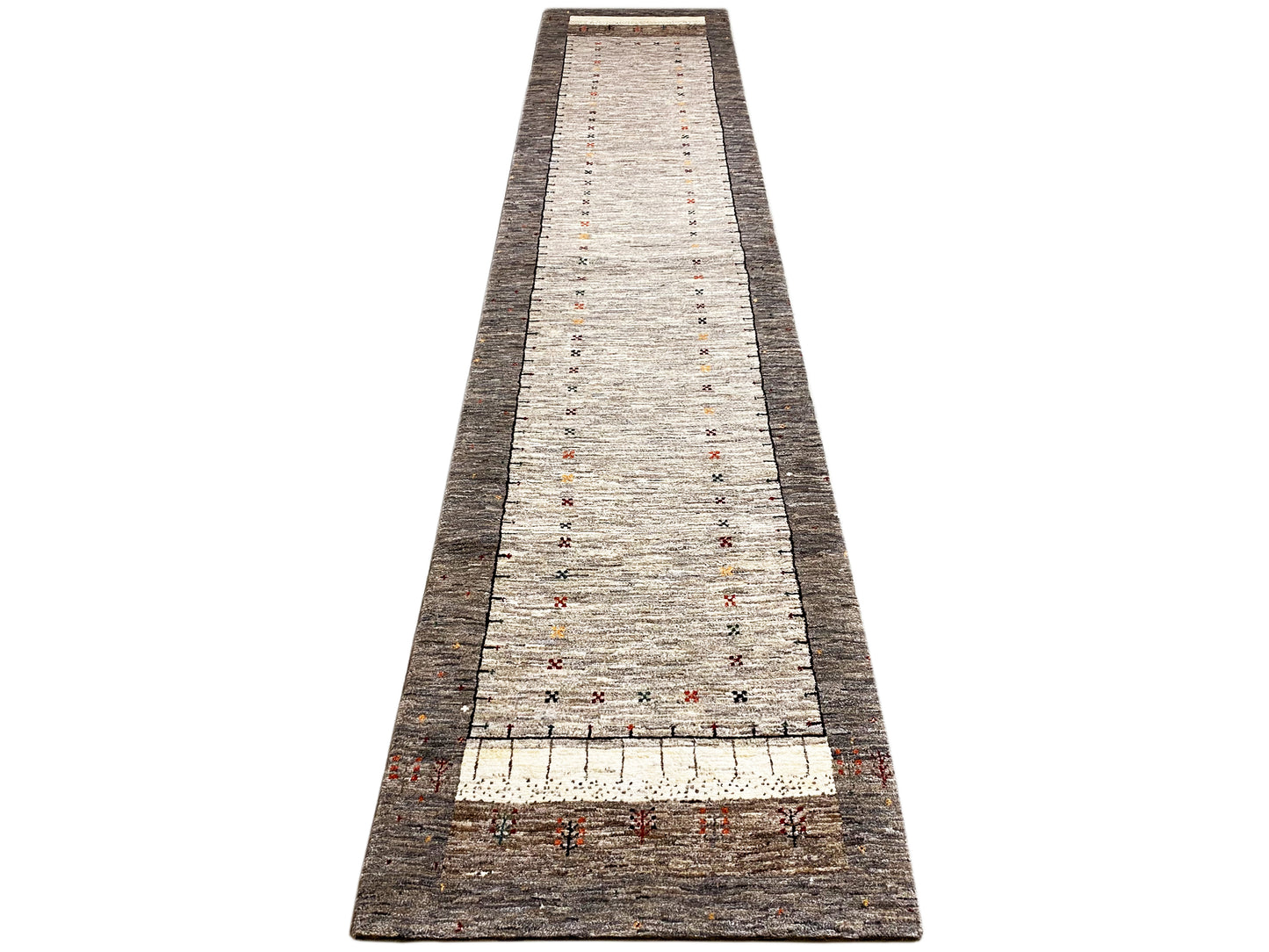 Moderner Gabbeh Wollteppich mit minimalistischen Mustern